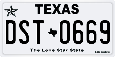 TX license plate DST0669