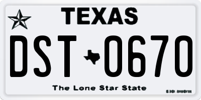 TX license plate DST0670
