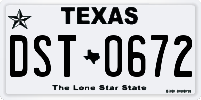 TX license plate DST0672