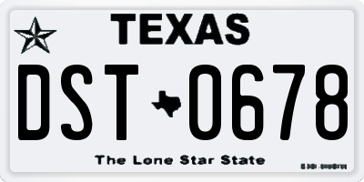 TX license plate DST0678