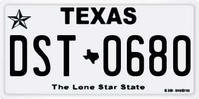 TX license plate DST0680