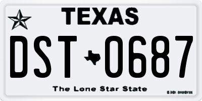 TX license plate DST0687
