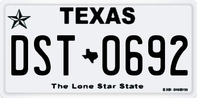 TX license plate DST0692