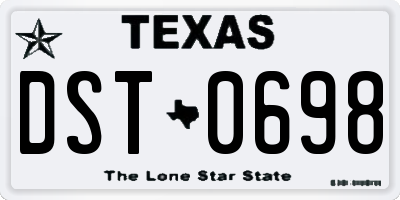 TX license plate DST0698