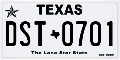 TX license plate DST0701