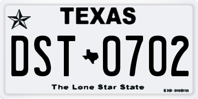 TX license plate DST0702