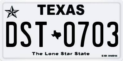 TX license plate DST0703
