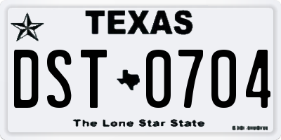 TX license plate DST0704