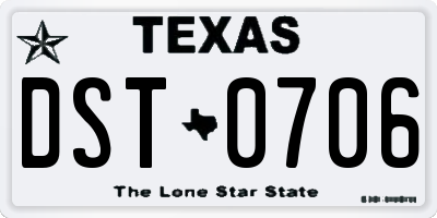 TX license plate DST0706