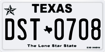 TX license plate DST0708