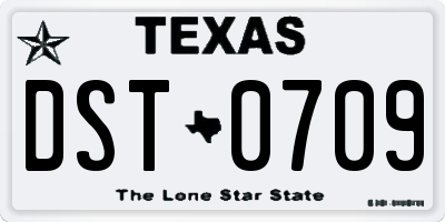 TX license plate DST0709
