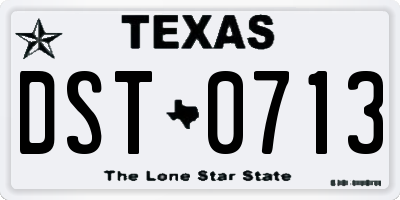 TX license plate DST0713