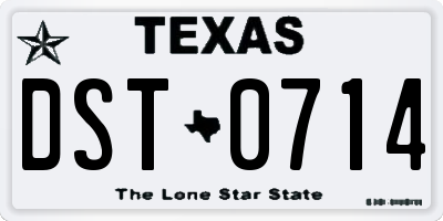 TX license plate DST0714