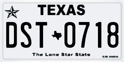 TX license plate DST0718