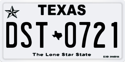TX license plate DST0721