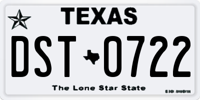 TX license plate DST0722