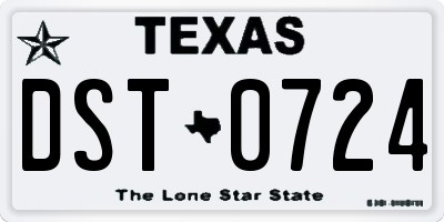 TX license plate DST0724
