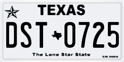 TX license plate DST0725