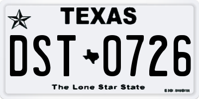 TX license plate DST0726