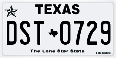 TX license plate DST0729