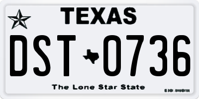 TX license plate DST0736