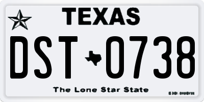 TX license plate DST0738