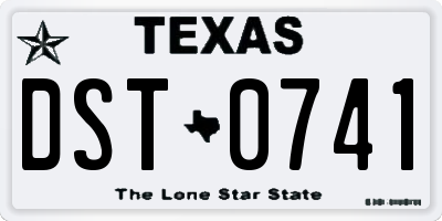 TX license plate DST0741