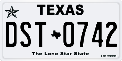 TX license plate DST0742