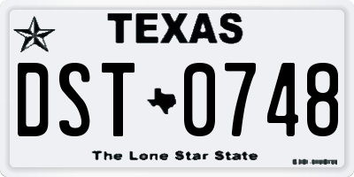 TX license plate DST0748