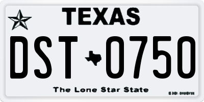 TX license plate DST0750