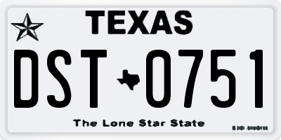 TX license plate DST0751