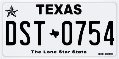 TX license plate DST0754