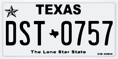 TX license plate DST0757