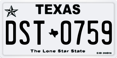 TX license plate DST0759