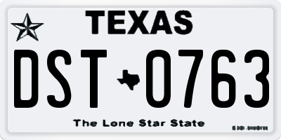 TX license plate DST0763