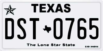 TX license plate DST0765