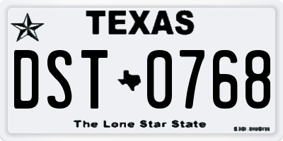 TX license plate DST0768