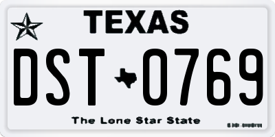 TX license plate DST0769