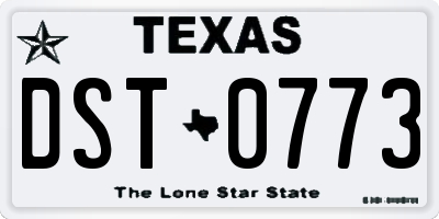 TX license plate DST0773