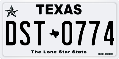 TX license plate DST0774