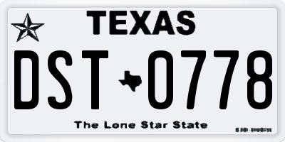 TX license plate DST0778