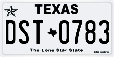 TX license plate DST0783