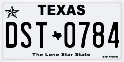 TX license plate DST0784