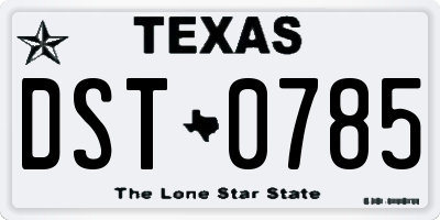 TX license plate DST0785