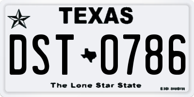 TX license plate DST0786