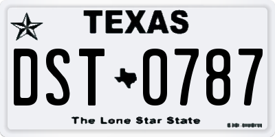 TX license plate DST0787