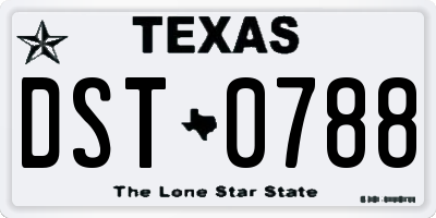TX license plate DST0788