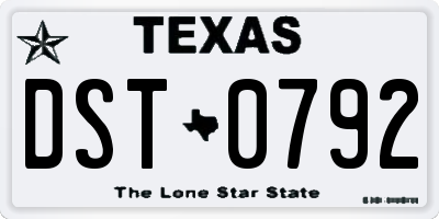 TX license plate DST0792