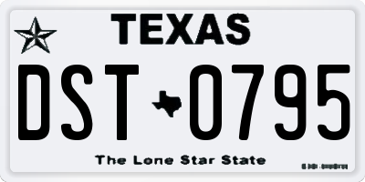 TX license plate DST0795