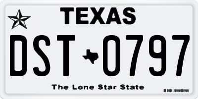 TX license plate DST0797